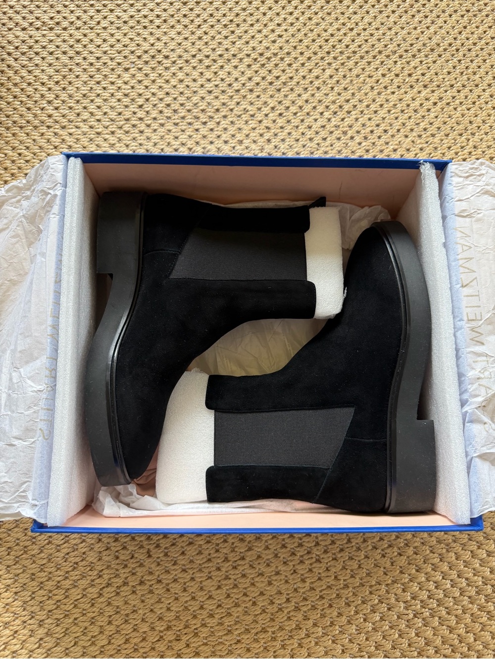 Stuart Weitzman Black Suede Keelan Chelsea Boots Size 8